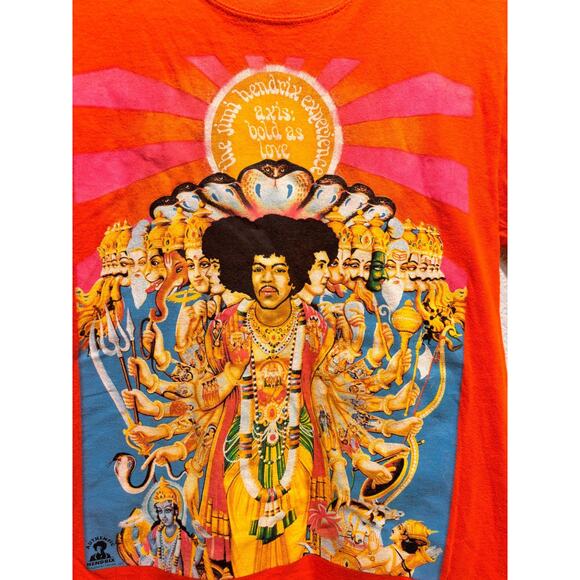 Jimi Hendrix Orange Tee Axis Bold as Love T-shirt Mens Small Vintage - Picture 4 of 4